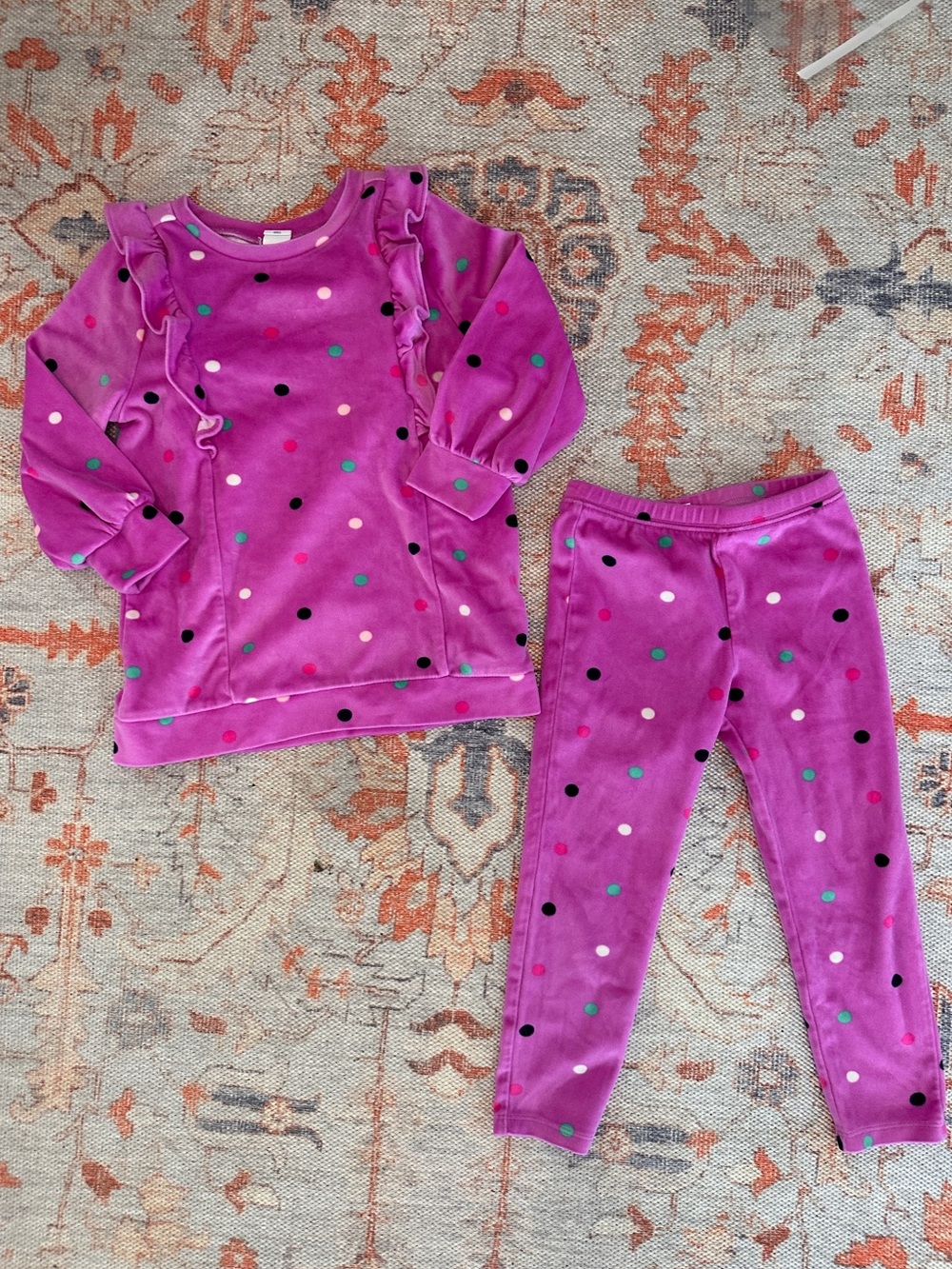 Baby GAP Velour Fuchsia Polka Dot Set